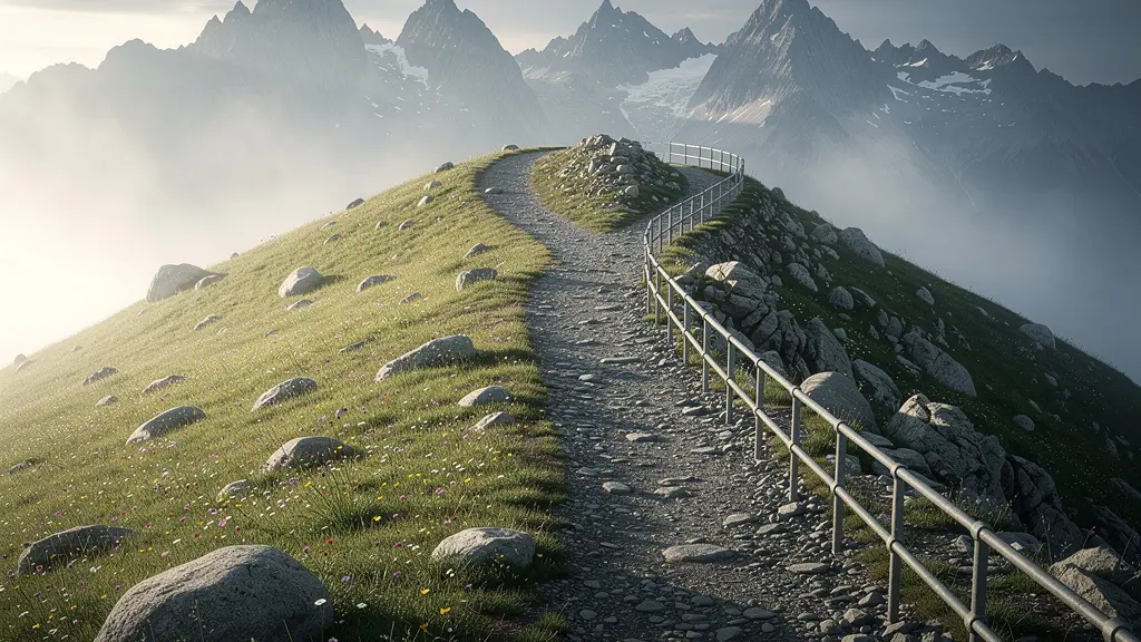 Métaphore visuelle de deux chemins de montagne représentant les choix de statuts juridiques SAS et SARL.