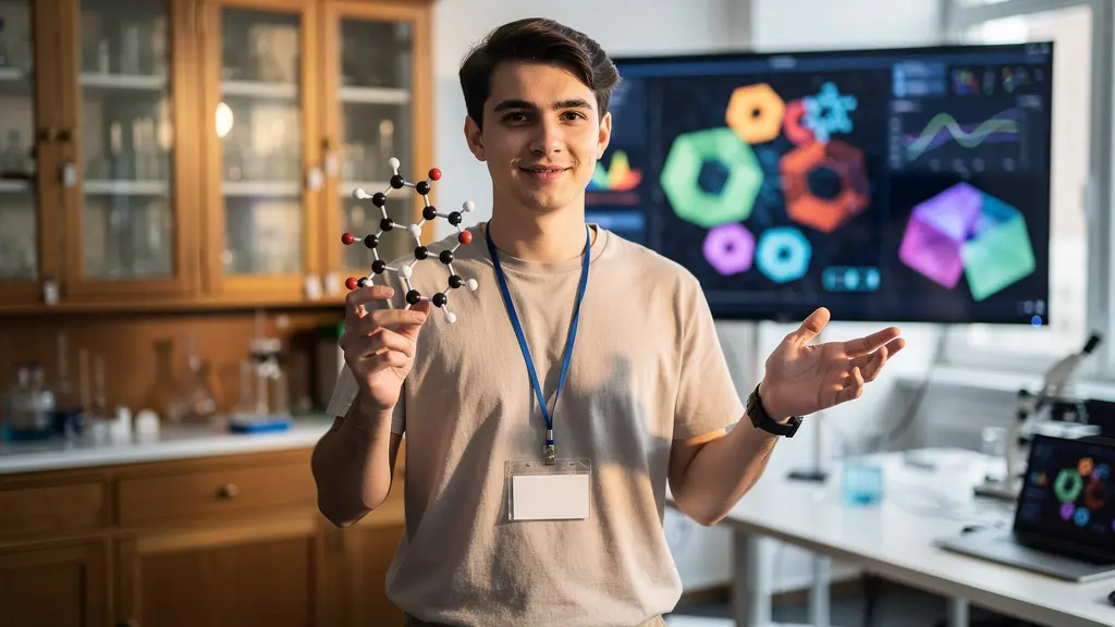 Jeune doctorant travaillant entre laboratoire universitaire et espace entreprise moderne
