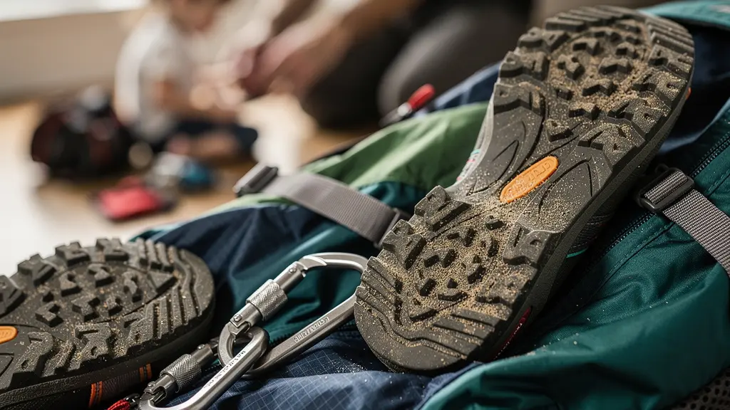 Famille organisant leur équipement de ski et de randonnée dans un garage savoyard