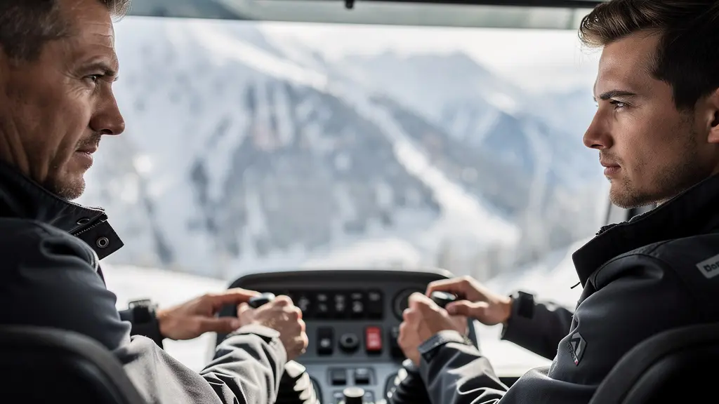 Formation pratique sur engin de damage en station de ski savoyarde