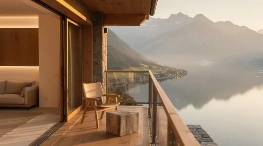 Appartement moderne avec balcon donnant sur le lac du Bourget et les montagnes de Savoie