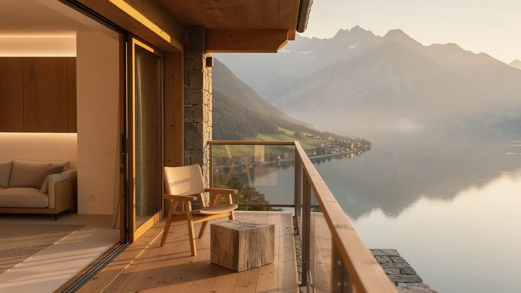 Appartement moderne avec balcon donnant sur le lac du Bourget et les montagnes de Savoie
