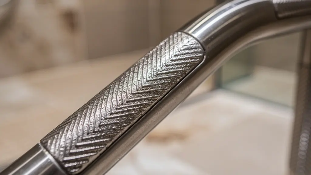 Salle de bain accessible avec douche à l'italienne et barres d'appui dans un hébergement thermal