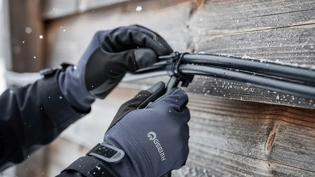 Détail technique de protection de câblage contre la neige et le gel