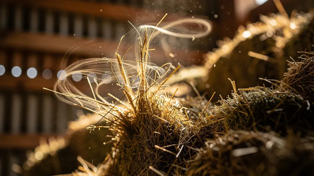 Installation de séchage en grange avec système de ventilation et stockage de foin en vrac