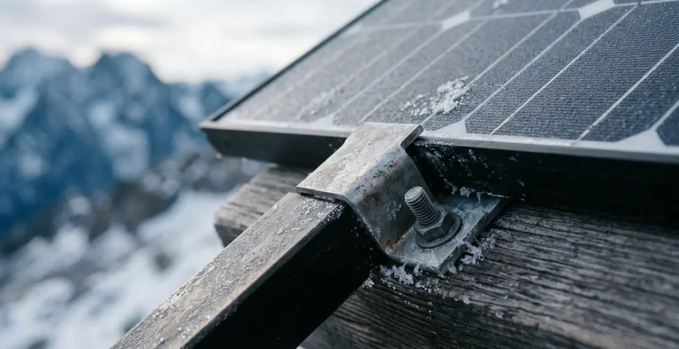 Installation technique de production d'énergie renouvelable intégrée discrètement dans un environnement de haute montagne