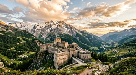 Fortification militaire historique dans les Alpes de Savoie en environnement montagnard